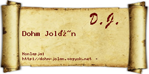 Dohm Jolán névjegykártya